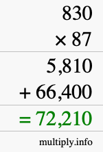 How to calculate 830 times 87 using long multiplication