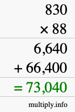 How to calculate 830 times 88 using long multiplication