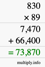 How to calculate 830 times 89 using long multiplication