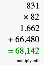 How to calculate 831 times 82 using long multiplication How to calculate 831 times 82 using long multiplication
