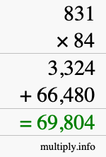 How to calculate 831 times 84 using long multiplication