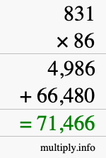 How to calculate 831 times 86 using long multiplication
