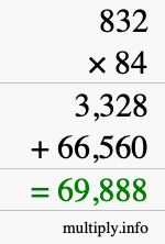 How to calculate 832 times 84 using long multiplication