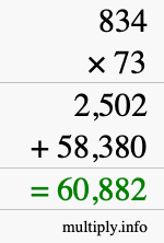How to calculate 834 times 73 using long multiplication