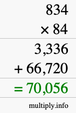 How to calculate 834 times 84 using long multiplication