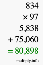 How to calculate 834 times 97 using long multiplication