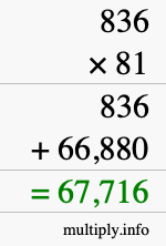 How to calculate 836 times 81 using long multiplication
