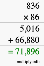 How to calculate 836 times 86 using long multiplication