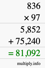 How to calculate 836 times 97 using long multiplication