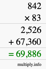 How to calculate 842 times 83 using long multiplication