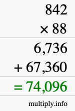 How to calculate 842 times 88 using long multiplication