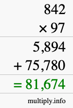 How to calculate 842 times 97 using long multiplication