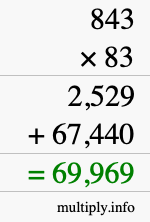 How to calculate 843 times 83 using long multiplication