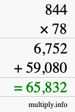 How to calculate 844 times 78 using long multiplication How to calculate 844 times 78 using long multiplication