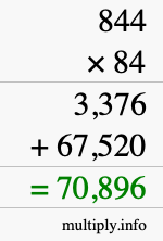 How to calculate 844 times 84 using long multiplication