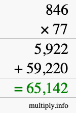 How to calculate 846 times 77 using long multiplication