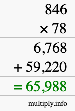 How to calculate 846 times 78 using long multiplication