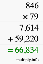 How to calculate 846 times 79 using long multiplication