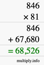 How to calculate 846 times 81 using long multiplication