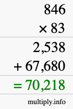 How to calculate 846 times 83 using long multiplication