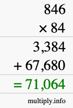 How to calculate 846 times 84 using long multiplication