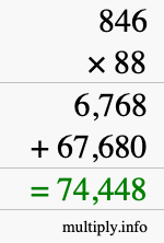How to calculate 846 times 88 using long multiplication