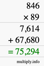 How to calculate 846 times 89 using long multiplication
