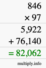 How to calculate 846 times 97 using long multiplication