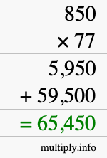 How to calculate 850 times 77 using long multiplication How to calculate 850 times 77 using long multiplication
