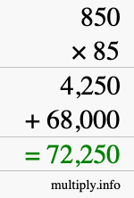 How to calculate 850 times 85 using long multiplication How to calculate 850 times 85 using long multiplication