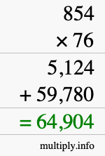 How to calculate 854 times 76 using long multiplication