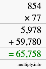 How to calculate 854 times 77 using long multiplication How to calculate 854 times 77 using long multiplication