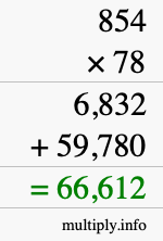 How to calculate 854 times 78 using long multiplication