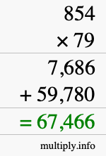How to calculate 854 times 79 using long multiplication