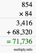 How to calculate 854 times 84 using long multiplication