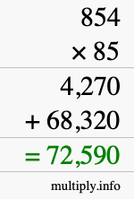 How to calculate 854 times 85 using long multiplication How to calculate 854 times 85 using long multiplication