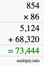 How to calculate 854 times 86 using long multiplication