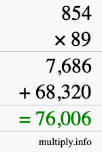 How to calculate 854 times 89 using long multiplication