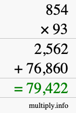 How to calculate 854 times 93 using long multiplication