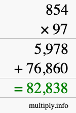 How to calculate 854 times 97 using long multiplication
