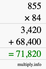 How to calculate 855 times 84 using long multiplication