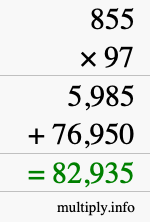 How to calculate 855 times 97 using long multiplication