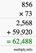 How to calculate 856 times 73 using long multiplication