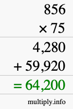 How to calculate 856 times 75 using long multiplication