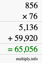 How to calculate 856 times 76 using long multiplication