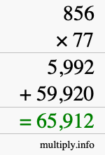 How to calculate 856 times 77 using long multiplication