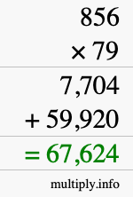 How to calculate 856 times 79 using long multiplication