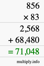 How to calculate 856 times 83 using long multiplication