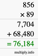How to calculate 856 times 89 using long multiplication