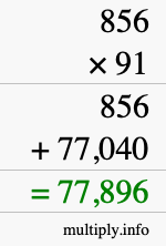 How to calculate 856 times 91 using long multiplication
